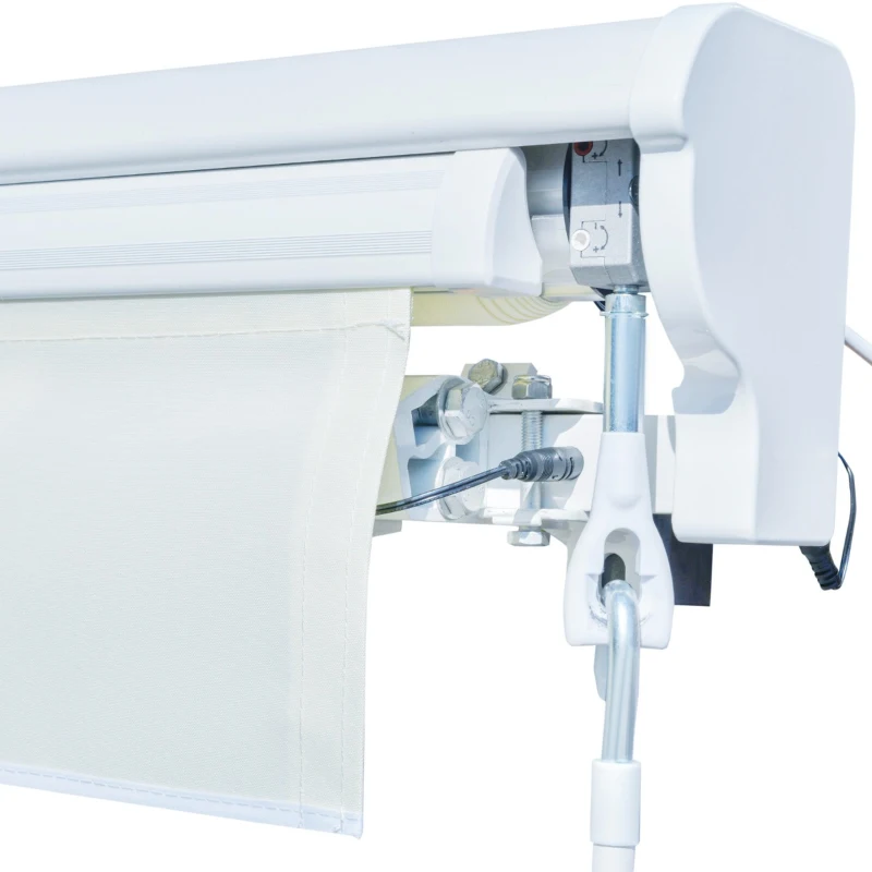 Outsunny Toldo Retrátil de Parede 250x200cm com Manivela e Controle Remoto LED Ângulo Ajustável para Exterior Varanda Jardim Terraço Alumínio Branco