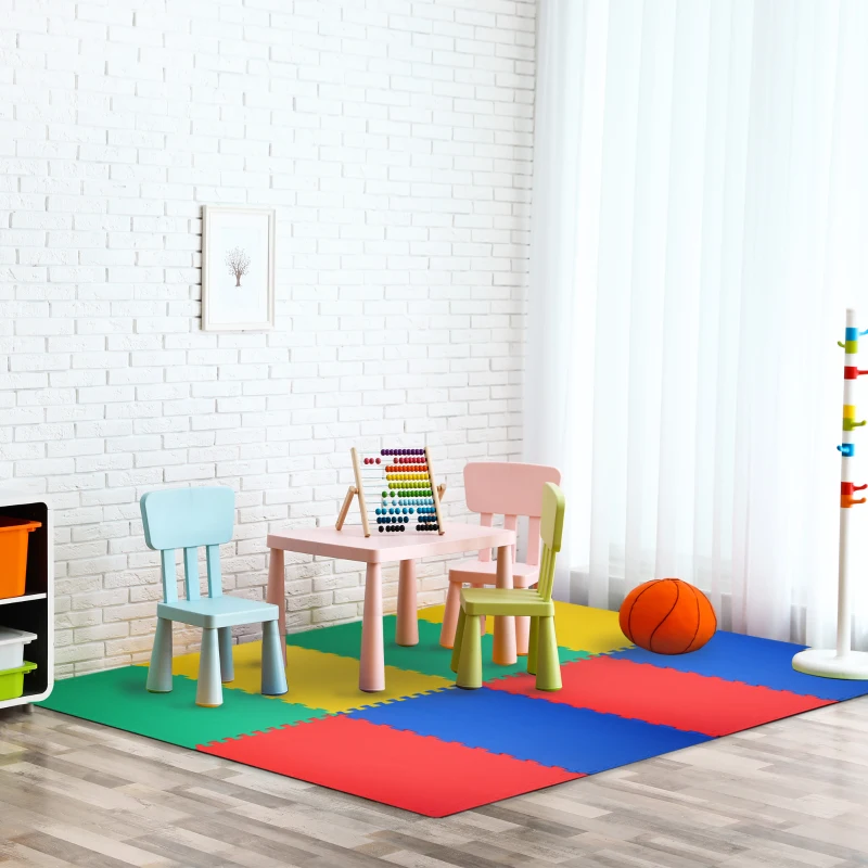 HOMCOM Tapete Puzzle com 8 Peças Tapete Protetor de Borracha EVA com Área de Cobertura de 2,88m² para Casa Academia Pilates 60x60x1,2cm Multicor