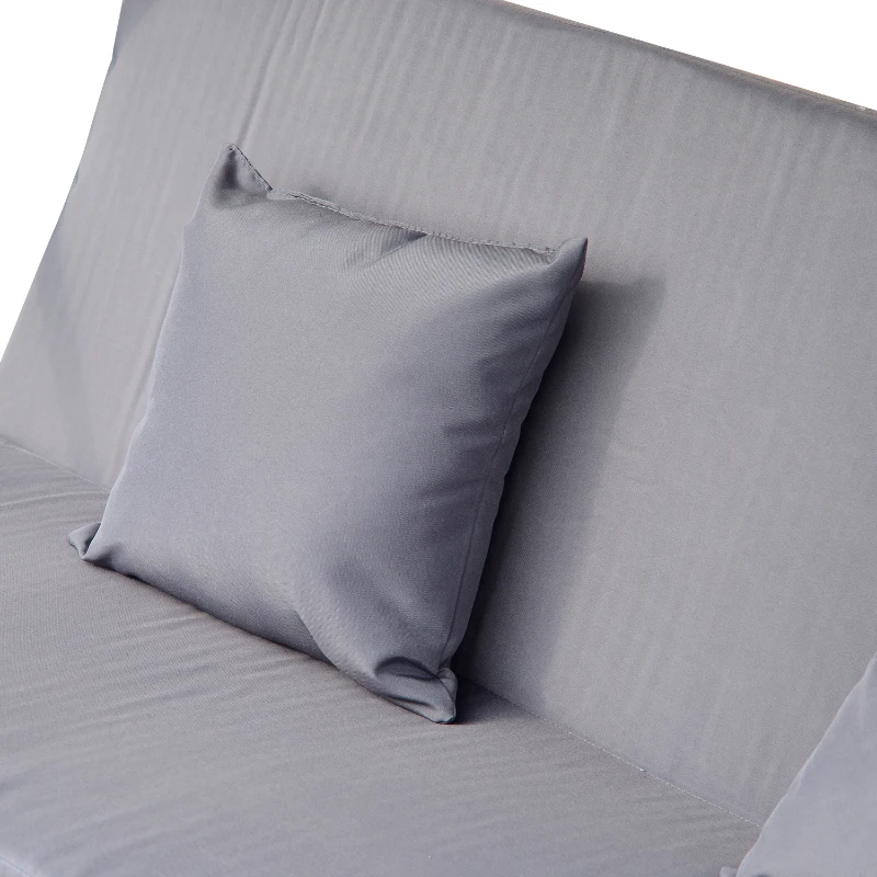 Outsunny Banco Baloiço Jardim 3 Lugares Convertível em Cama com Teto Ajustável e Bandeja para Bebidas 200x120x164 cm Cinza
