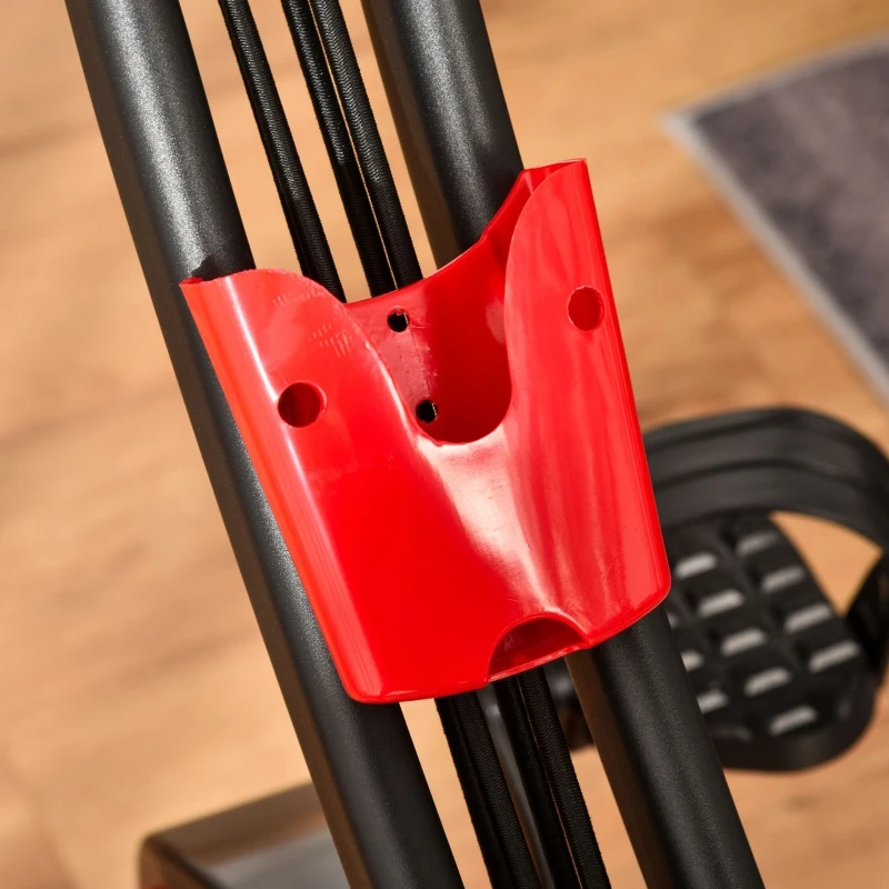 HOMCOM Bicicleta Estática Dobrável com Altura e Resistência Ajustáveis com Tela LCD e Assento com Encosto 51x97x115cm Vermelha