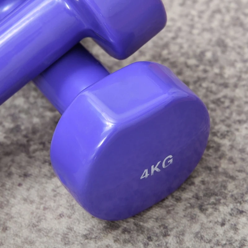 HOMCOM Jogo de 8 Halteres Hexagonais 4 Pares 4kg 3kg 2kg 1kg com Revestimento Pesos para Exercícios em Casa Academia Aço Multicolor