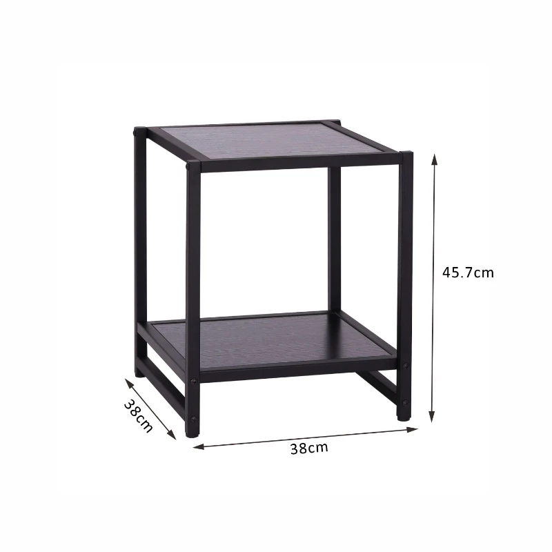 HOMCOM Mesa Auxiliar para sala de estar e quarto Metal Preto 38x38x45,7 cm