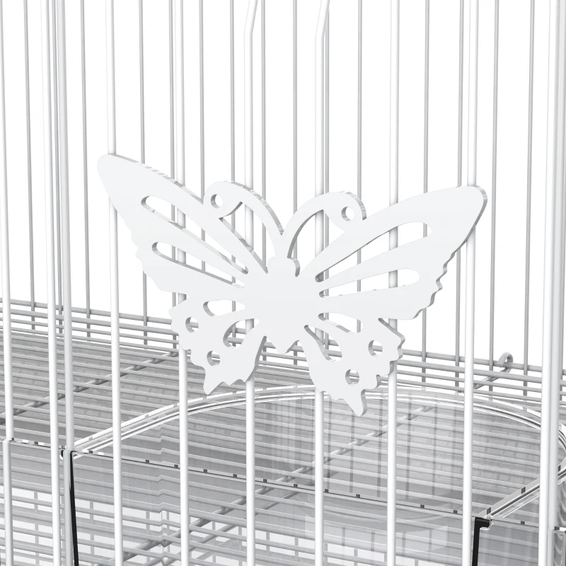 PawHut Gaiola para pássaros 60x41x41cm Aviário com 2 poleiros e 3 portas para pássaros pequenos Canários Papagaios de metal branco