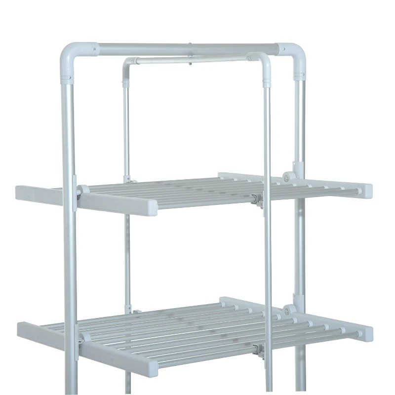 HOMCOM Varal Elétrico Dobrável   3 níveis Secador de roupa com 30 barras de alumínio quente 73x67x144cm