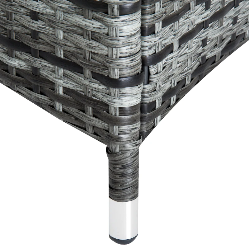 Outsunny Conjunto de 2 Espreguiçadeiras com Mesa de Vime Chaise Longue Almofadas Acolchoadas para Jardim Cinza