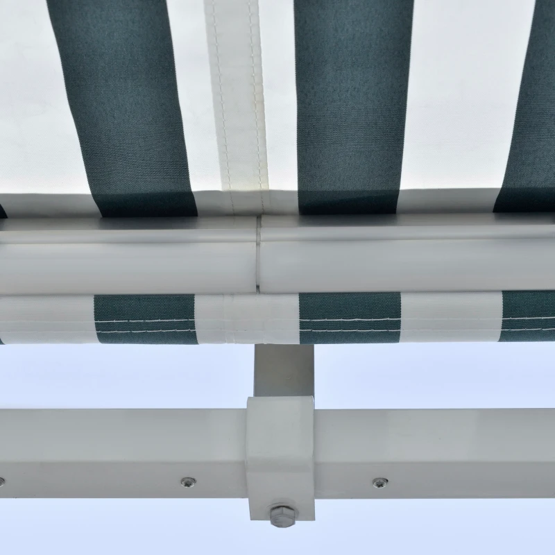 Outsunny Toldo Elétrico Retrátil 300x250cm com Função Manual com Manivela e Controle Remoto para Portas Janelas Verde e Branco