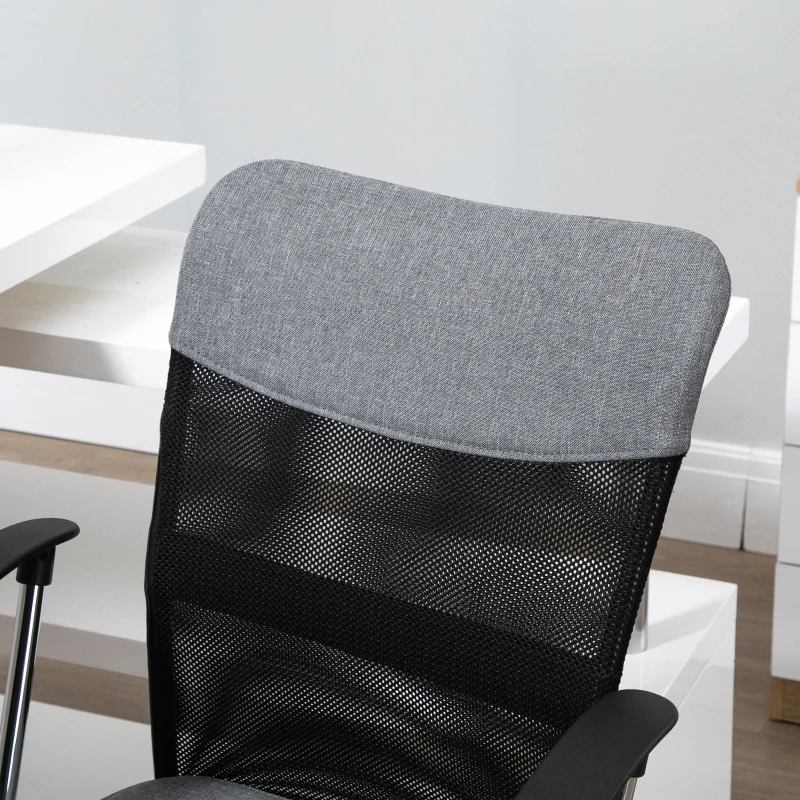 Vinsetto Cadeira ergonômica giratória de escritório com assento ajustável em altura, apoios de braço e rodas 57x57x93-103 cm Preto e cinza