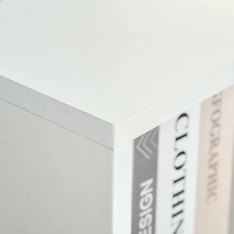 HOMCOM Estante para Livros com 6 Compartimentos Abertos 1 Gaveta e Pés de Madeira para Armazenamento de Brinquedos CDs Plantas 50x29,5x120cm Branco