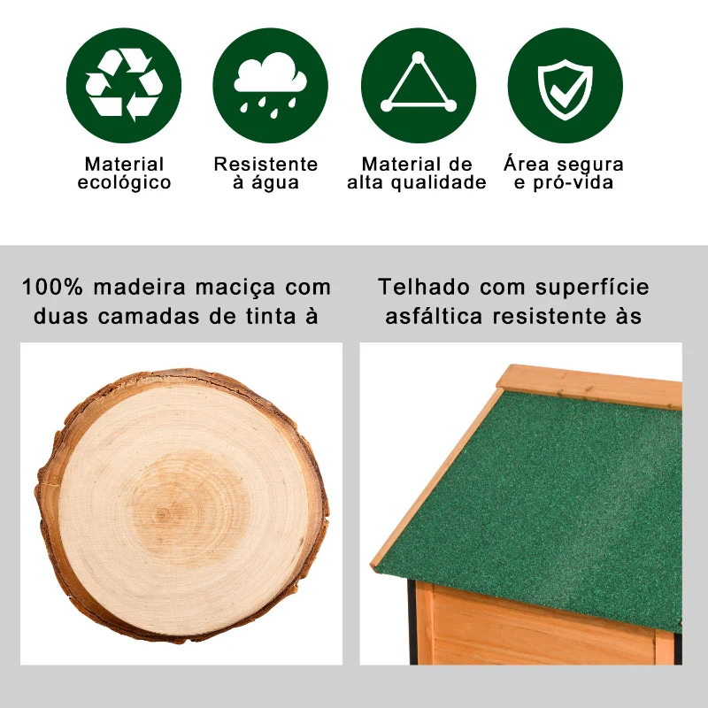 PawHut Caseta de madeira maciça para cão  impermeável com pernas elevadas para interior e exterior -72x76x76cm