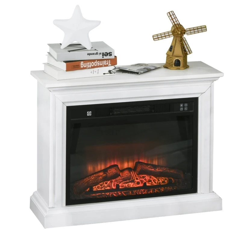 HOMCOM Lareira de parede elétrica Potência 1800W Efeito de chama de LED com controle remoto Temporizador e termostato 79x27x62,4 cm branco