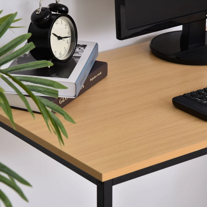 HOMCOM Mesa para Computador com 2 Prateleiras Pés Ajustáveis 106x50x76 cm Cor Madeira