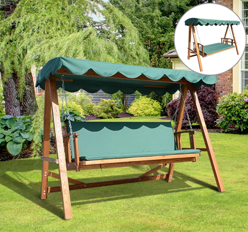 Outsunny Cadeira de Baloiço e Cama de Jardim Varanda Baloiço - 235 x 128 x 180 cm - Carga Máx. 400 kg