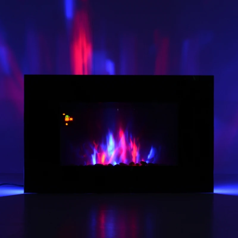 HOMCOM Lareira Eléctrica de Parede 1000/2000W Comando a Distância 90x9.5x56cm