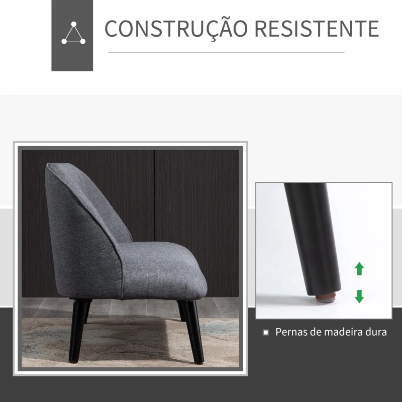 HOMCOM Sofá de 2 lugares com encosto alto e pernas de madeira Desenho elegante 114x57x70 cm cinza