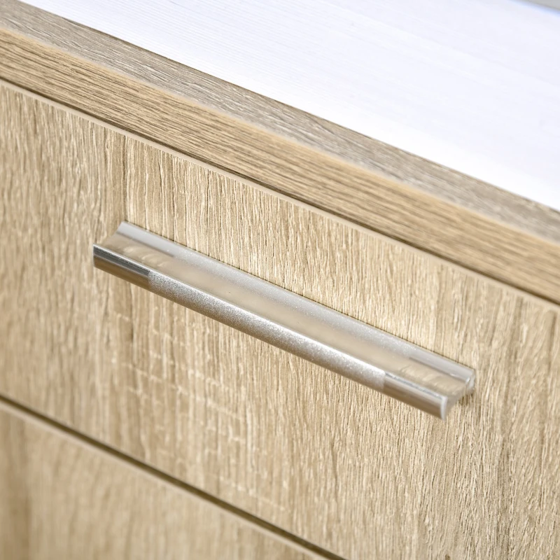 Vinsetto Armário para Impressora Armário Multifuncional de Escritório com 3 Compartimentos 2 Gavetas para Arquivos Prateleira Ajustável 2 Rodas com Freios 80x40x72cm Carvalho