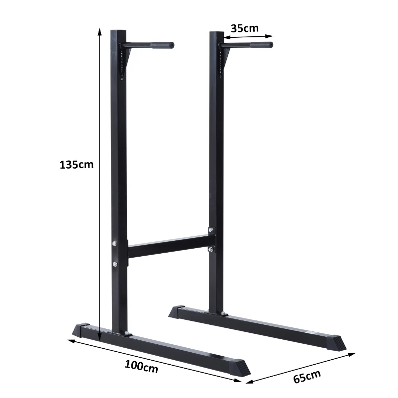 HOMCOOM Estação Dip de Musculação Suporte para Treinar Peito Abdominais e Costas Carga Máx. 120kg 100x65x135cm Preto