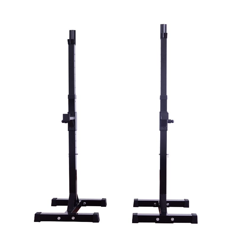 HomCom Suporte de prateleira ajustável  para barras e pesos Carga máxima 150 kg 52x48x108-163 cm Preto