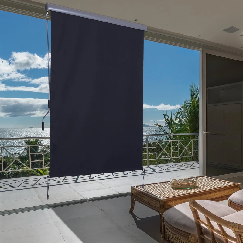 Outsunny Toldo Vertical Enrolável 140x250 cm com Manivela Proteção UV para Interior Exterior Varanda  Cinza