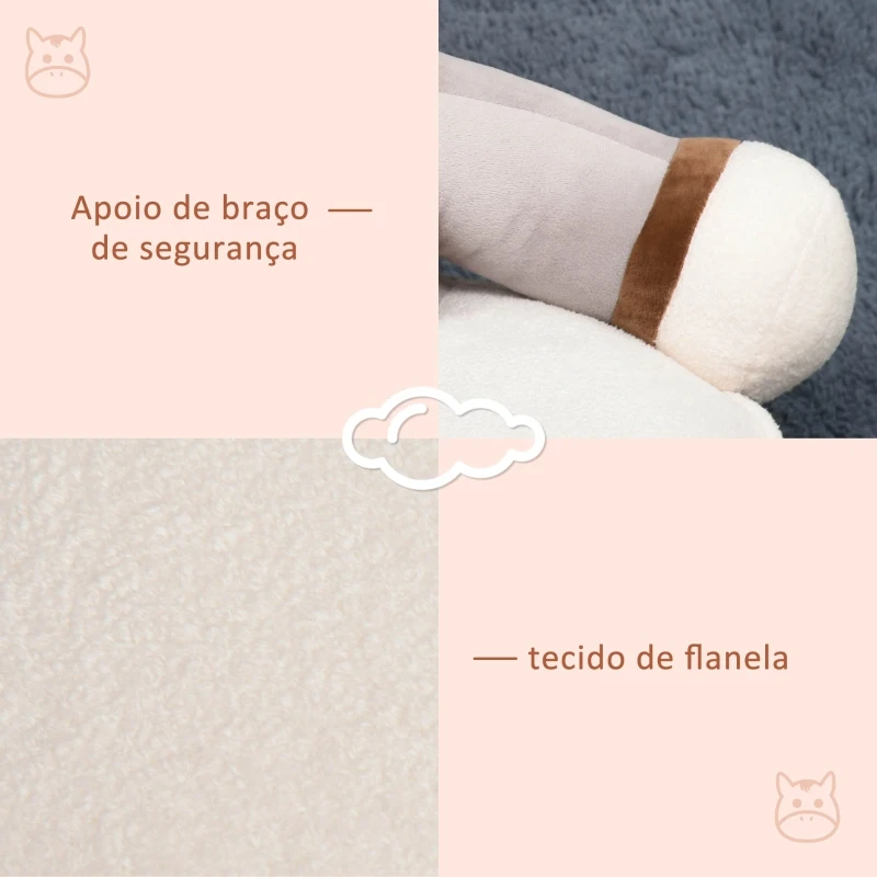 HOMCOM Mini sofá infantil para crianças acima de 18 meses em forma de burro com assento acolchoado 60x55x60cm cinza