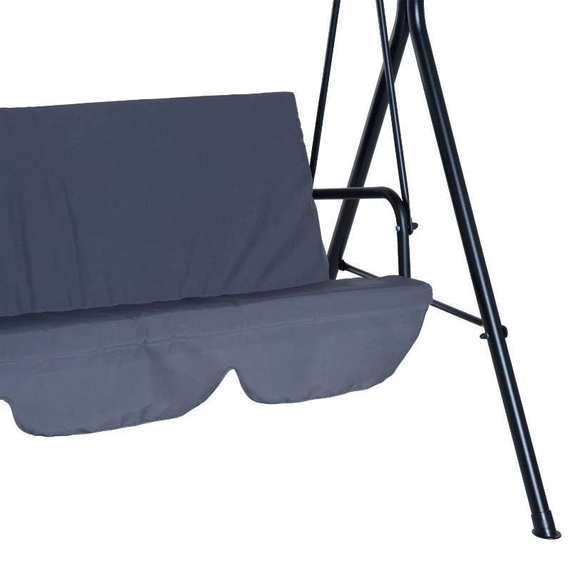 Outsunny Baloiço de Jardim de 3 Lugares Baloiço com Teto Ajustável em Ângulo para Terraço Balcão Carga Máxima 200kg Aço 172x110x153cm Cinza