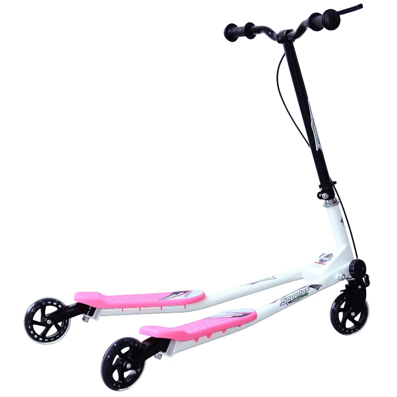 HOMCOM Trotinete de 3 Rodas Dobrável Trotinete para Crianças acima de 4 Anos com Freio Guiador Ajustável Carga Máxima 50kg 91x60x80cm Rosa