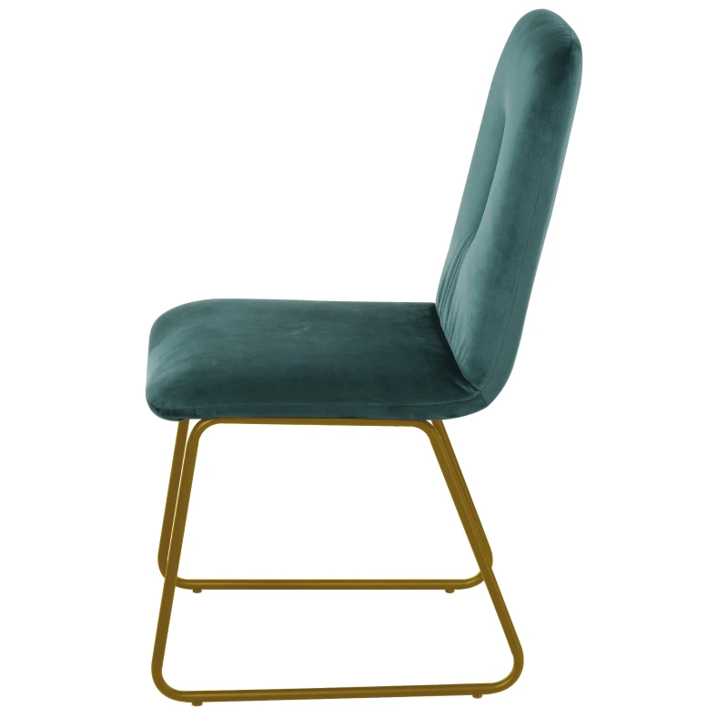 HOMCOM Conjunto de 2 Cadeiras de sala de jantar com pernas de metal em estilo art deco 44,5x59,5x91cm Verde