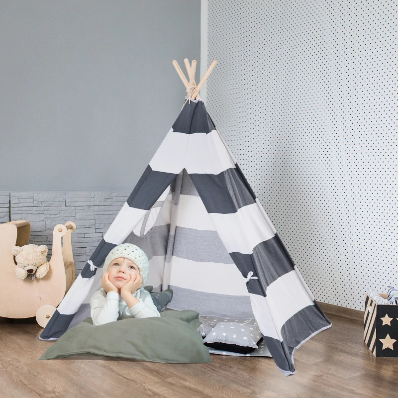 HomCom® Tenda India Tipi Infantil Tenda de Campismo de Crianças para Casa e Exterior 110x110x150cm