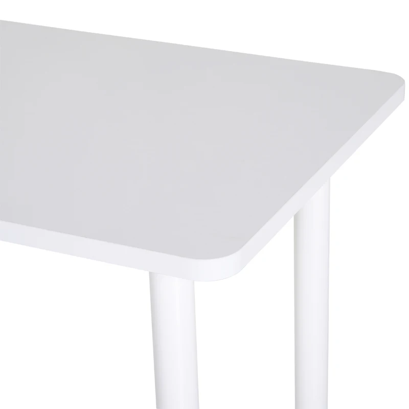 HOMCOM Mesa de Cozinha Retangular com Pés de Aço e Almofadas Ajustáveis 120x60x76cm Branco