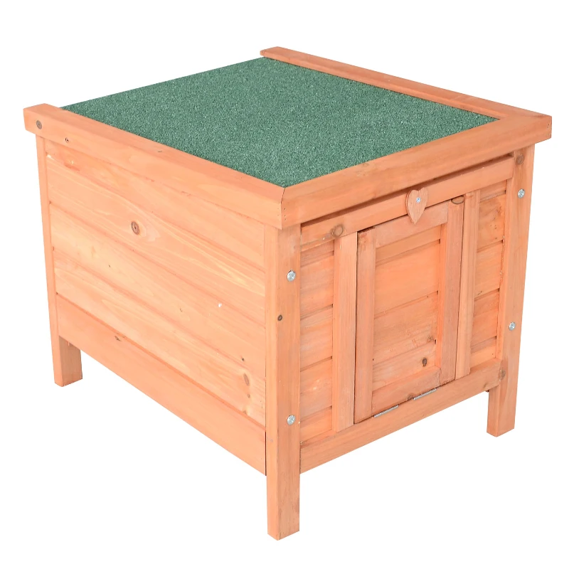 PawHut Coelheira de Madeira Exterior Coelheira para Roedores Animais de Estimação Pequenos com Teto Asfáltico e Rampa Antiderrapante 51x42x43cm Madeira