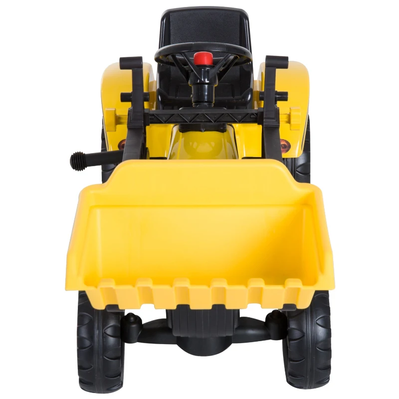 HOMCOM Trator a Pedal para Crianças acima de 3 Anos Trator Escavadora Infantil com Pá Dianteira 114x41x52 cm Amarelo e Preto