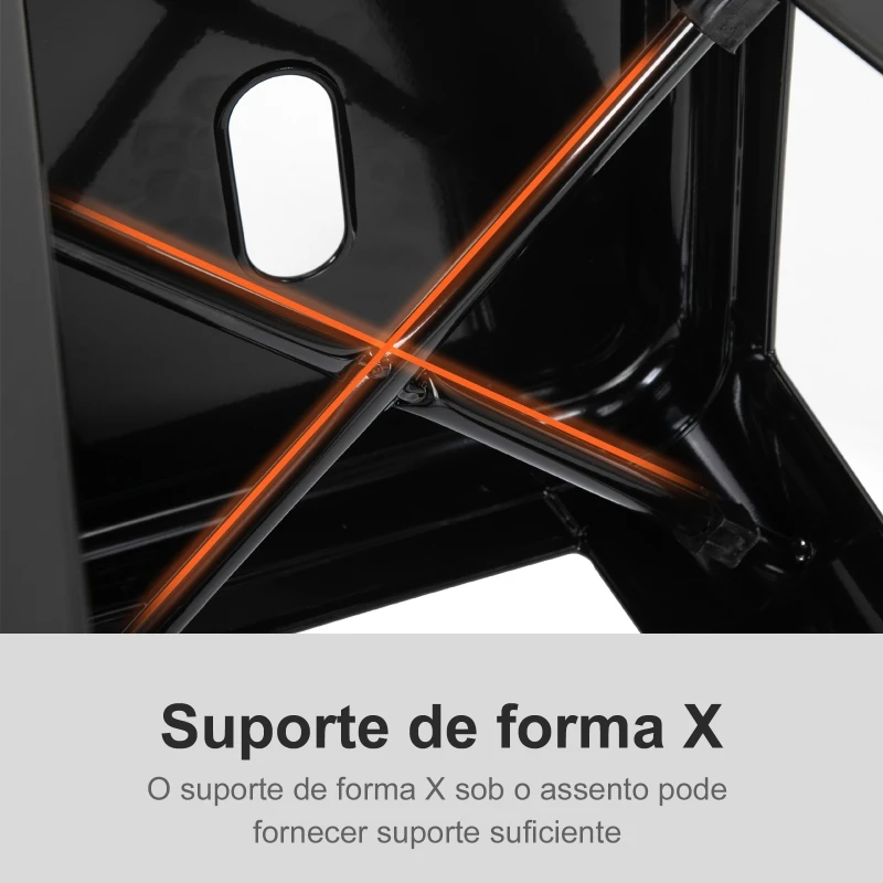HOMCOM Conjunto de 4 Bancos Interiores e Exteriores de Metal Estilo Industrial 43x43x76 cm