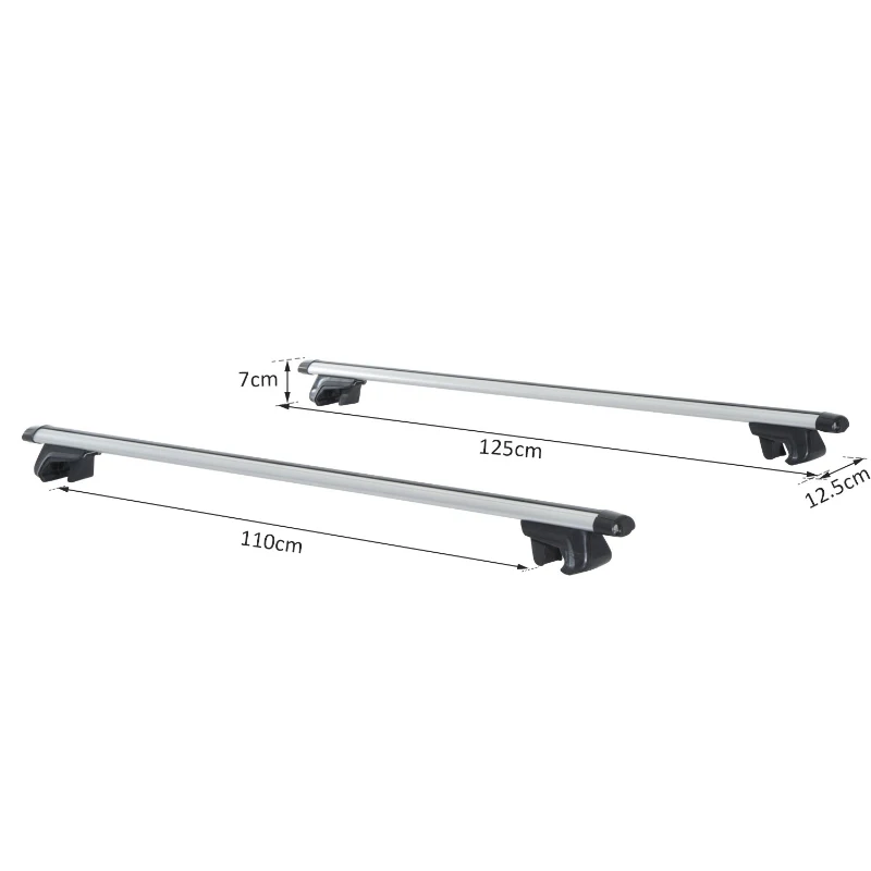 HomCom Conjunto de Barras de Tejadilho Universais tipo Porta-Bagagens de Tejadilho de Alumínio com Fecho para Carro 110 cm