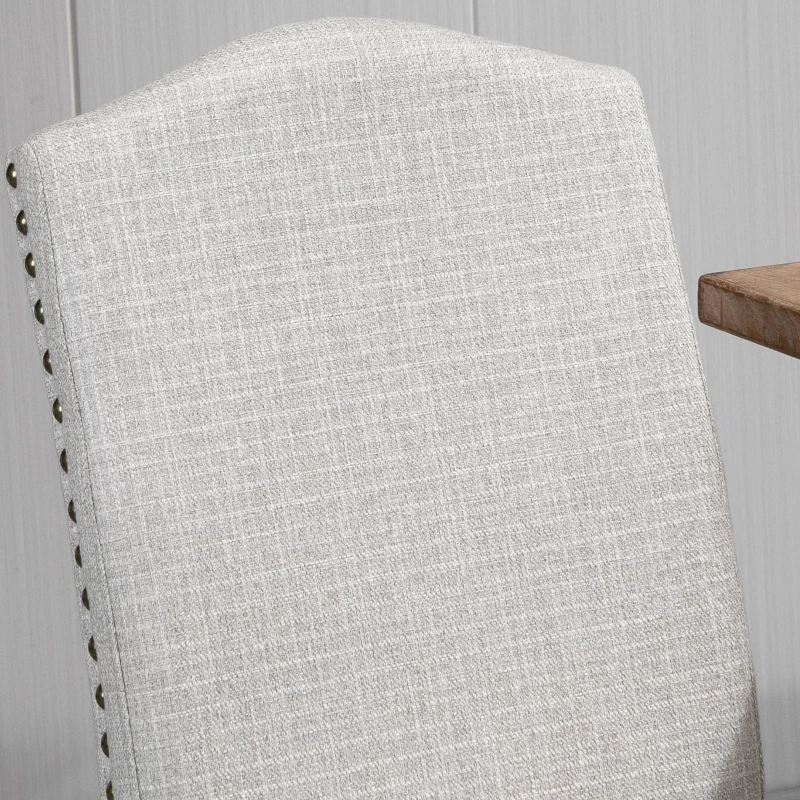 HOMCOM Conjunto de 2 cadeiras de jantar Com encosto de rebite alto e pernas de madeira  51x64x99,5 cm cinza