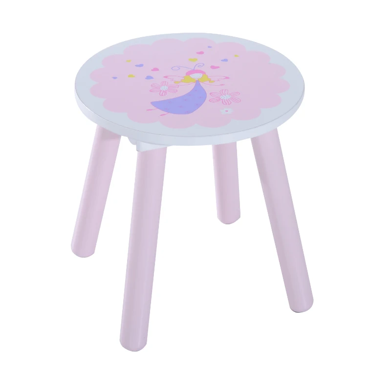 HomCom Mesa de Maquilhagem para crianças com espelho e banco Madeira 59x39x82 cm Rosa