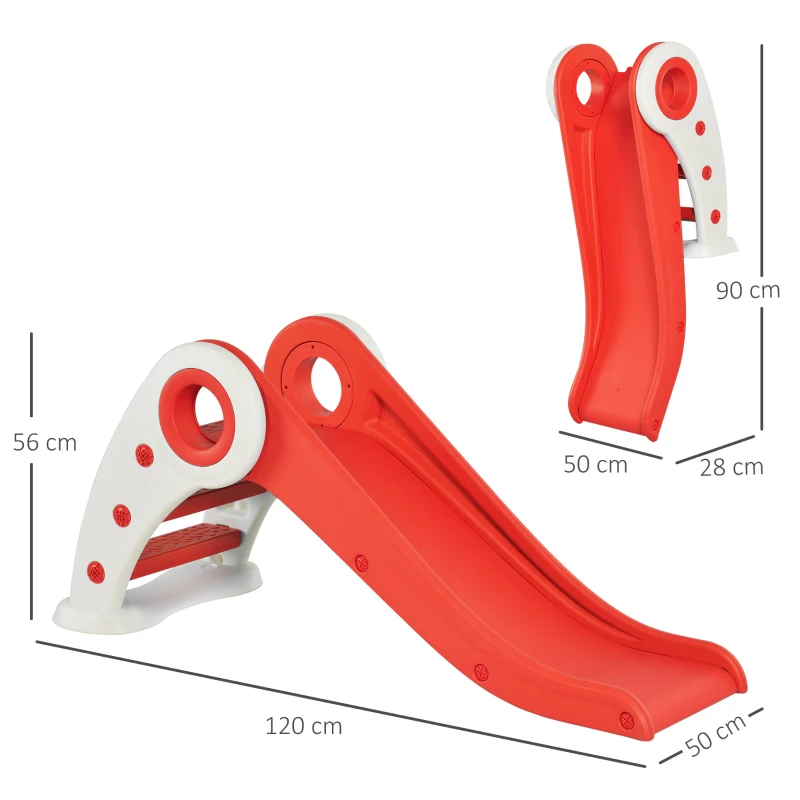 HOMCOM Escorrega infantil para crianças acima de 3 anos dobrável com escada e rampa 120x50x56 cm Vermelho