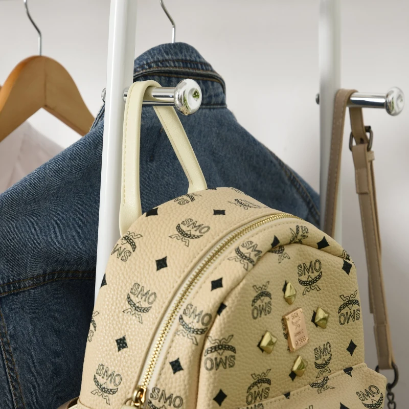 HOMCOM Suporte para Cabides de Metálico Cabideiro com Rodas Prateleira e 2 Gavetas para Organizar Roupas Bolsos 99x47x185cm Branco