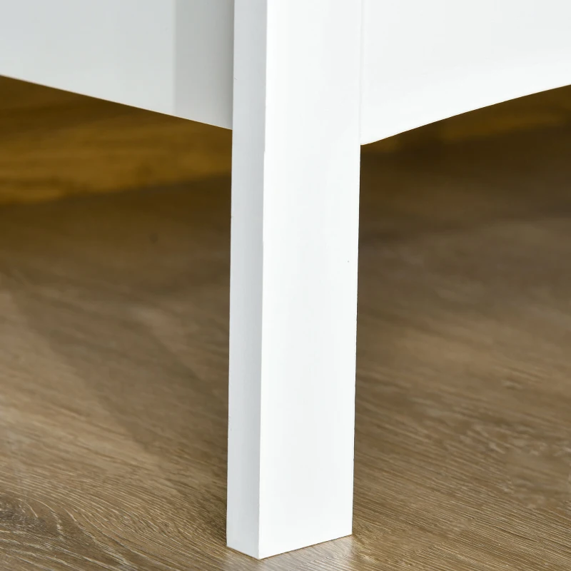 HOMCOM Aparador de Cozinha Armário Buffet com 2 Armários Porta de Vidro Prateleira Interior Ajustável e 4 Gavetas para Sala de Jantar Sala de Estar 136x45x85cm Branco