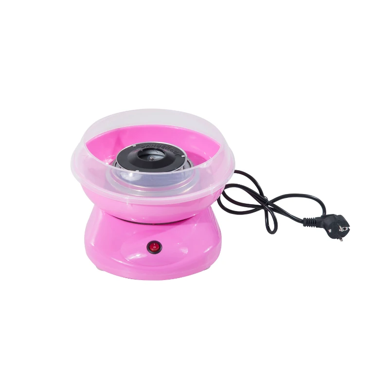 HOMCOM Máquina de Algodão Doce Potência 450W-550W Doce com Colher Medidora e 10 Palitos de Bambu 27x26x18cm Rosa