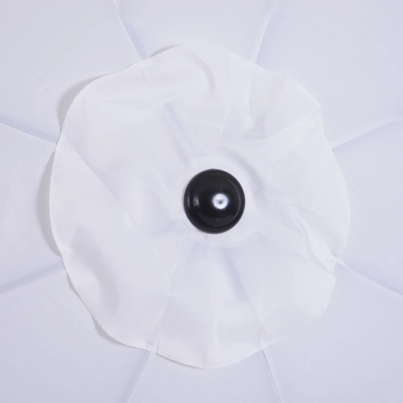 Outsunny Chapéu de Sol de Jardim Ø295x250cm com Manivela Chapéu de Sol Exterior com Mecanismo de Inclinação e Mastro Desmontável de Metal para Terraço Piscina Pátio Branco