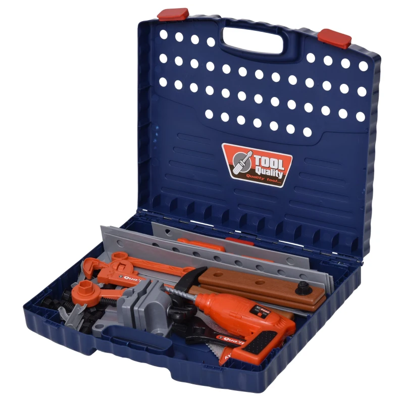 HOMCOM Bancada de Ferramentas para Crianças acima de 3 Anos Desmontável Maleta de Ferramentas com 68 Peças Incluídas Brinquedo de Imitação 40x43x72cm Multicolor