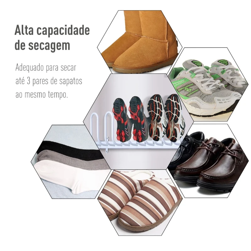 HOMCOM Secador de sapatos elétrico Botas Aquecedor de luvas Rack de secador para 3 pares 86x11x24cm