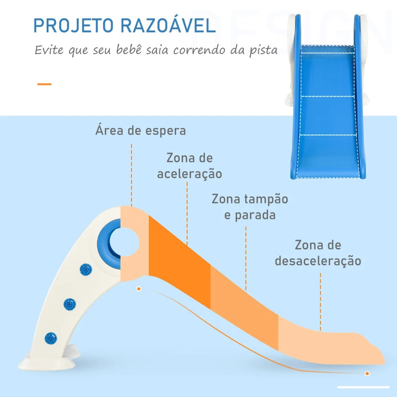 HOMCOM Escorrega infantil para crianças acima de 3 anos dobrável com escada e rampa 120x50x56 cm Azul