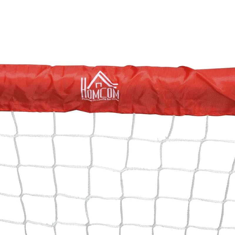 HOMCOM Conjunto de 2 balizas de futebol dobráveis com rede Tetrolon 90x36x 60cm vermelho