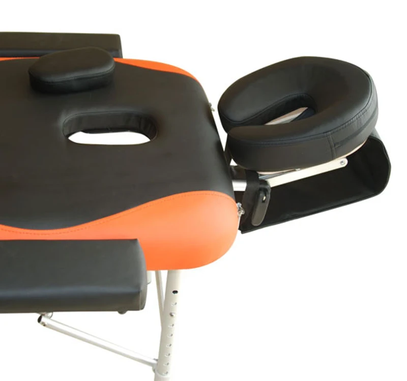 HOMCOM Marquesa de Massagem Dobrável e Portátil com Altura Ajustável e Apoio para a Cabeça 180x60x62-82 cm Laranja e Preto