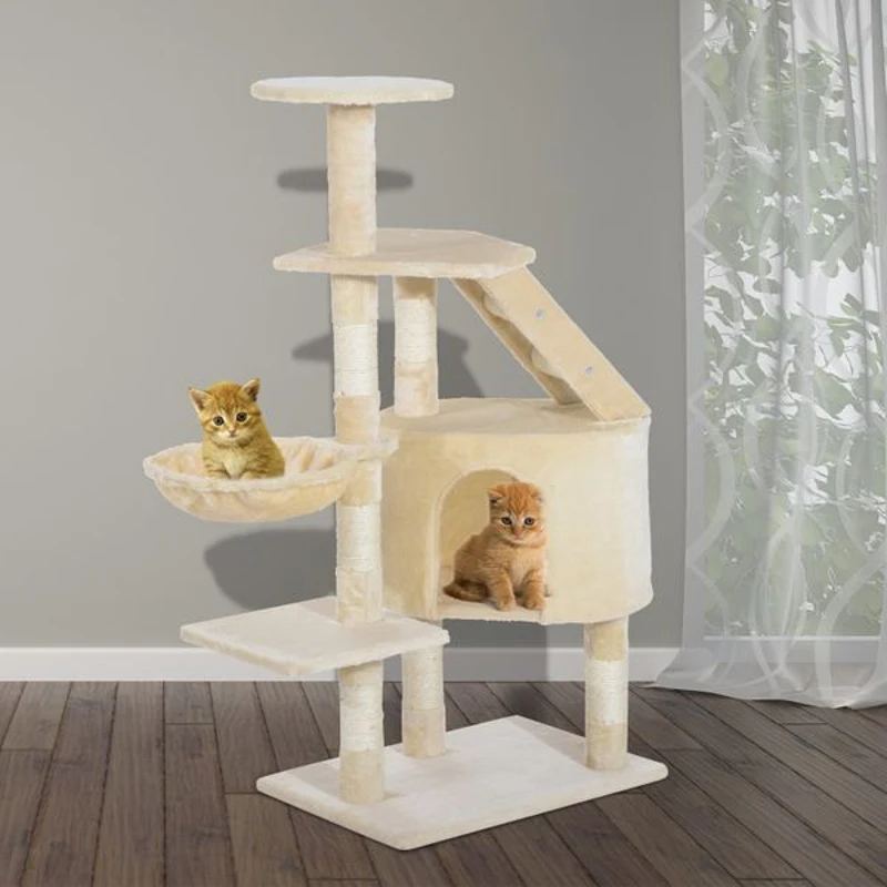 HOMCOM Arranhador Peluche Bege 55 x 40 x 125 cm