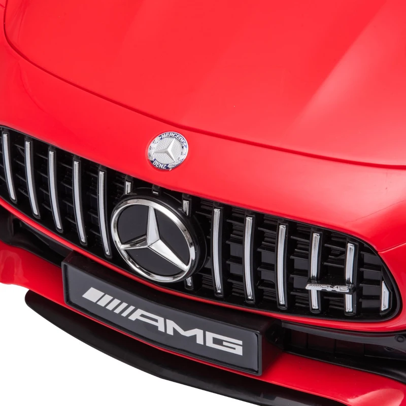 HOMCOM Carro elétrico para crianças de 3-5 anos licenciado Mercedes GTR bateria de 12V com controle remoto Faróis musica Carga de 25kg 105x58x45 cm Vermelho