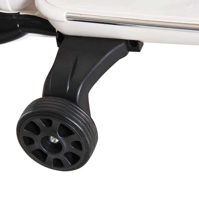 HOMCOM Mota Elétrica para Crianças com Licença Vespa com Música Velocidade 2-3 km/h e Buzina 102x50,5x75,5 cm Branco