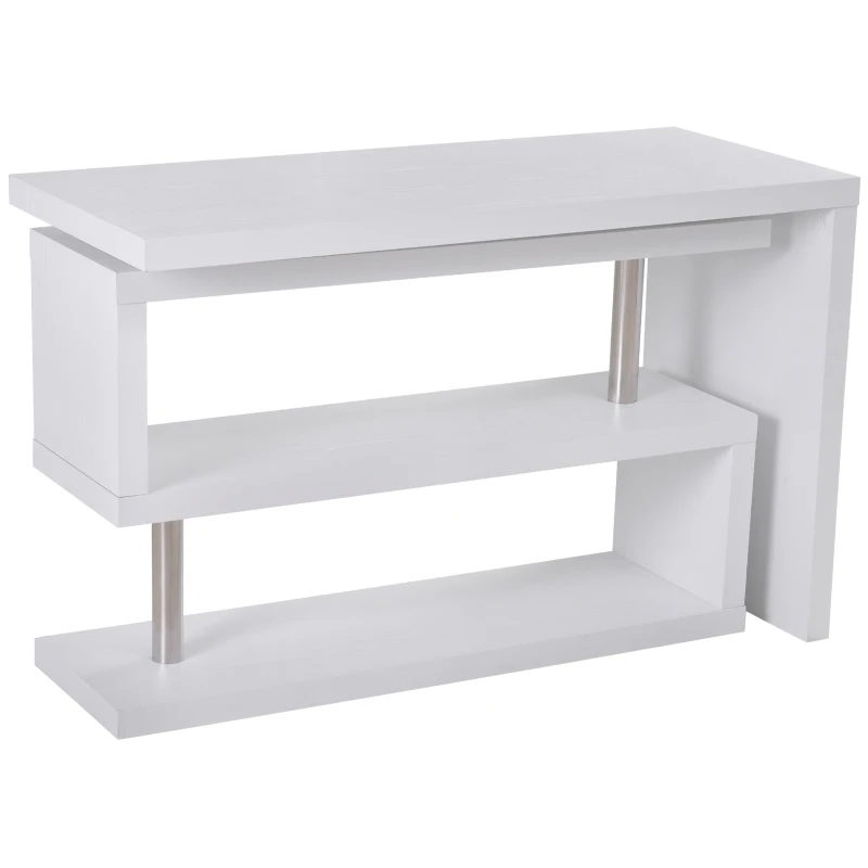 HomCom Secretária com Estante para quarto e escritório MDF e Aço Inoxidável 187,5x50x76,1cm Branco