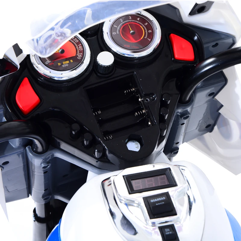 HOMCOM Mota Elétrica Infantil de policia para crianças acima de 3 anos com Caixa de Armazenamento de Metal 112x51x72,5cm branco