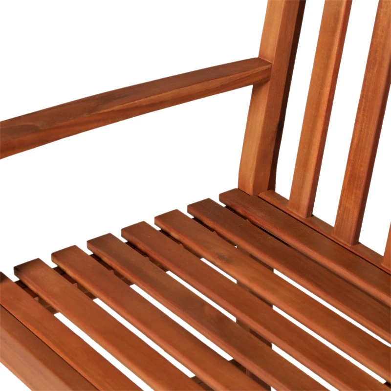 Outsunny Banco de Jardim de Madeira de Acácia Banco Clássico para Jardim com Desenho de Ripas para Exterior Varanda Pátio 145x66x89cm
